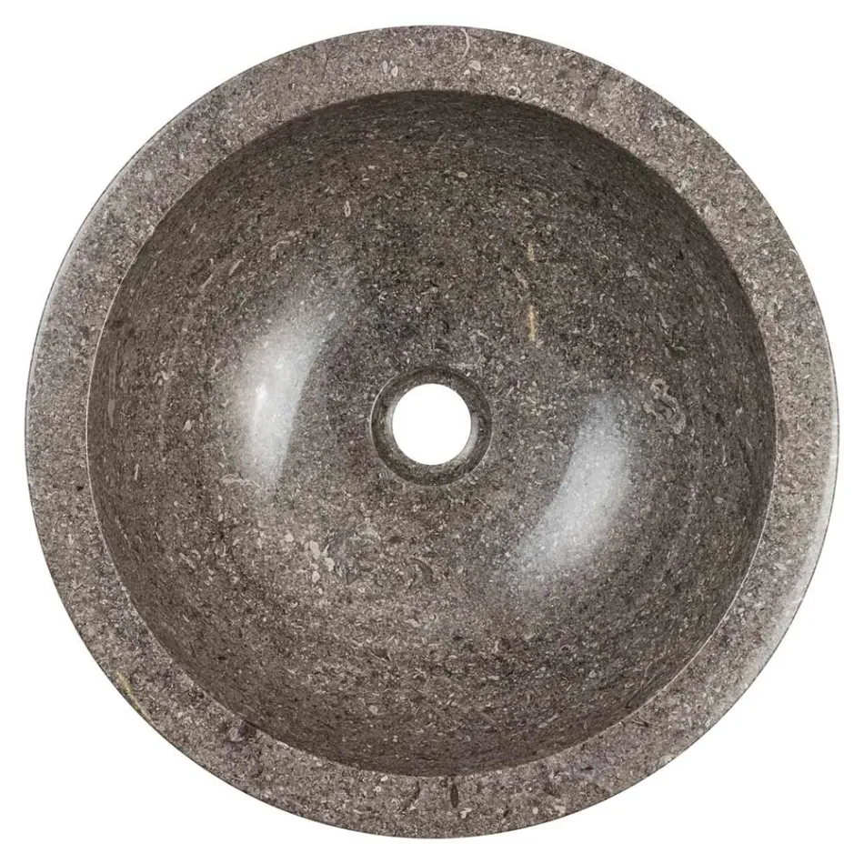 Pia circular de bancada em mármore artesanal, Bucine Viadurini