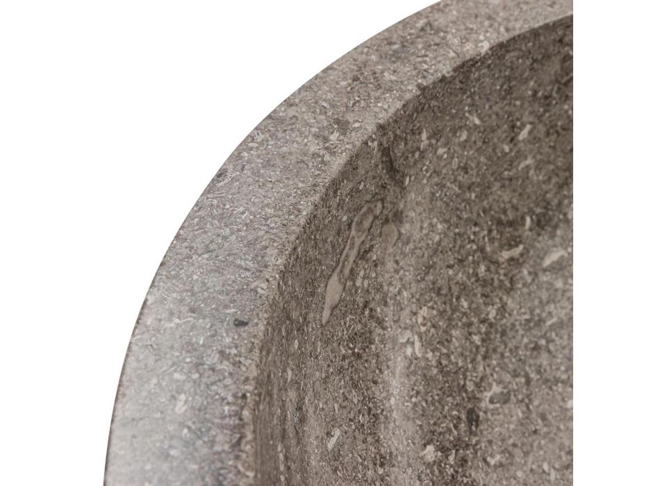Pia circular de bancada em mármore artesanal, Bucine Viadurini