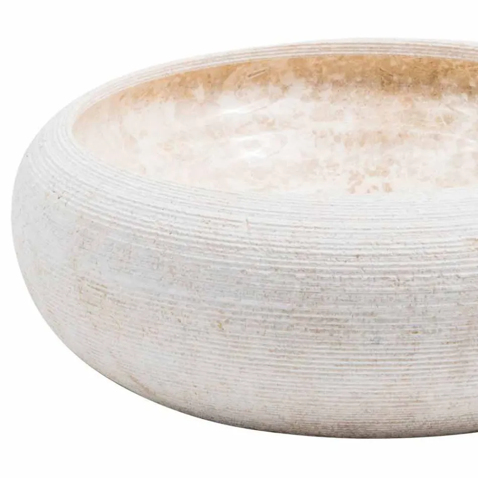 Pia circular feita à mão em mármore branco, Bucciano Viadurini