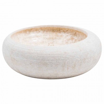 Pia circular feita à mão em mármore branco, Bucciano Viadurini