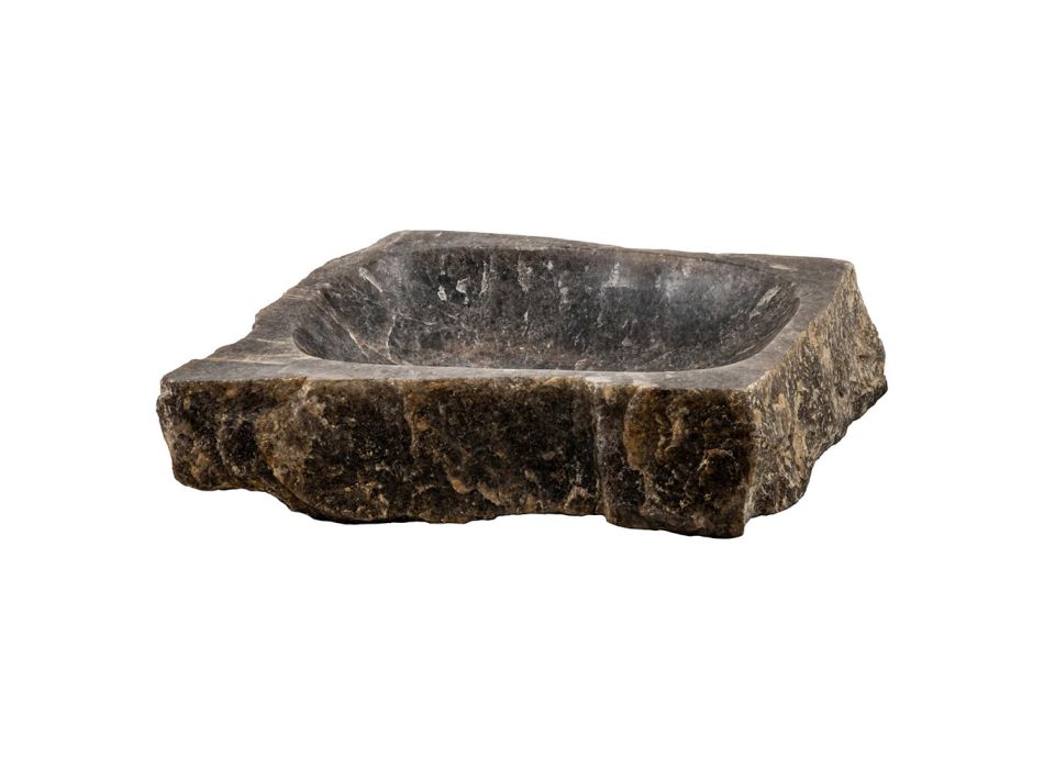 Pia de bancada artesanal em pedra quartzo fumê, Vigasio Viadurini