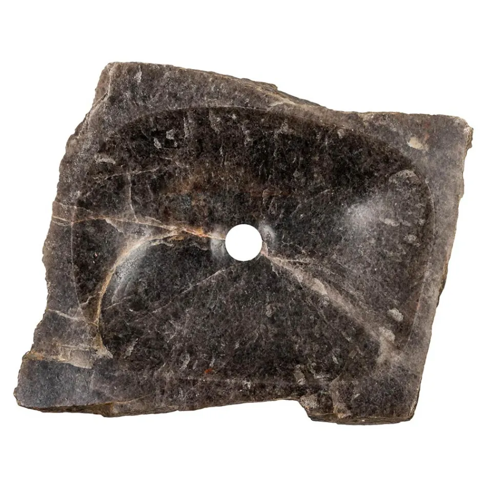 Lava-louça artesanal em pedra quartzo fumê, Vigasio Viadurini