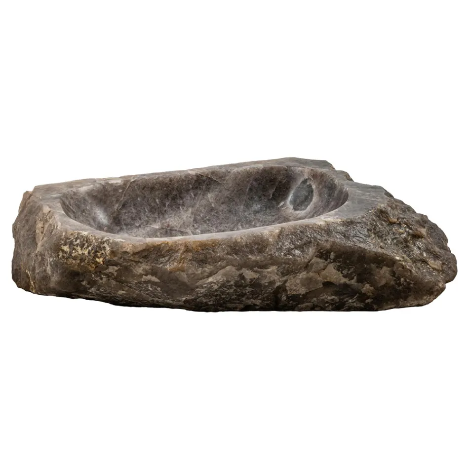 Lava-louça artesanal em pedra quartzo fumê, Vigasio Viadurini