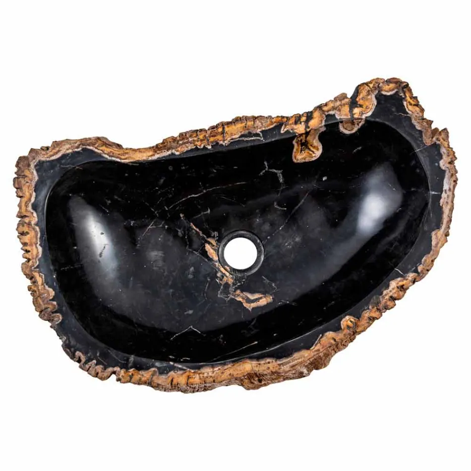 Pia moderna bancada artesanal em madeira fóssil, Negrar Viadurini