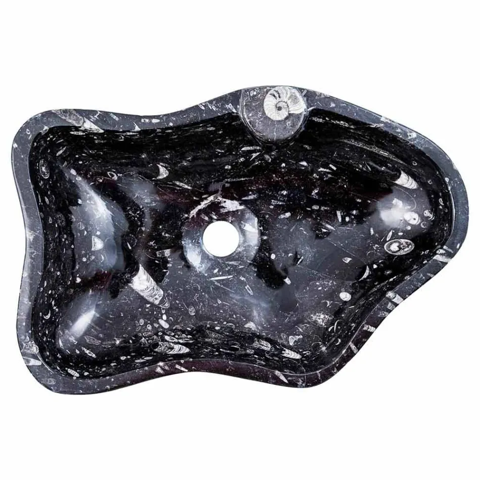 Pia de mármore moderna com bancadas e fósseis - Burgeo Viadurini