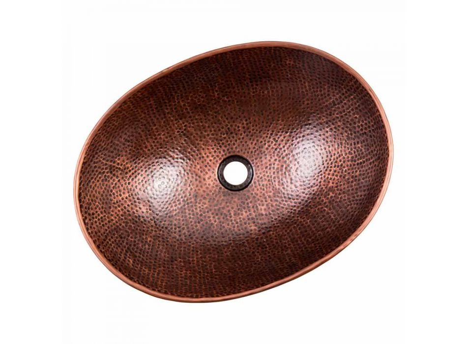 Pia de bancada moderna em cobre oval, Pagliara Viadurini