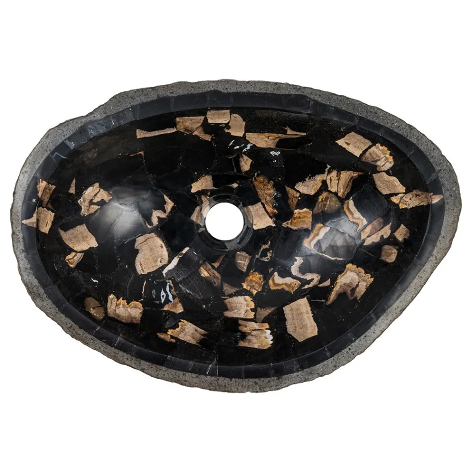 Pia de bancada feita à mão em pedra do rio, Palizzi Viadurini