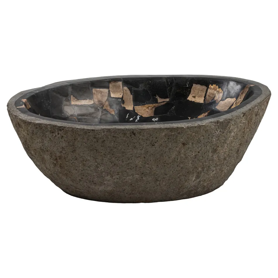 Pia de bancada feita à mão em pedra do rio, Palizzi Viadurini