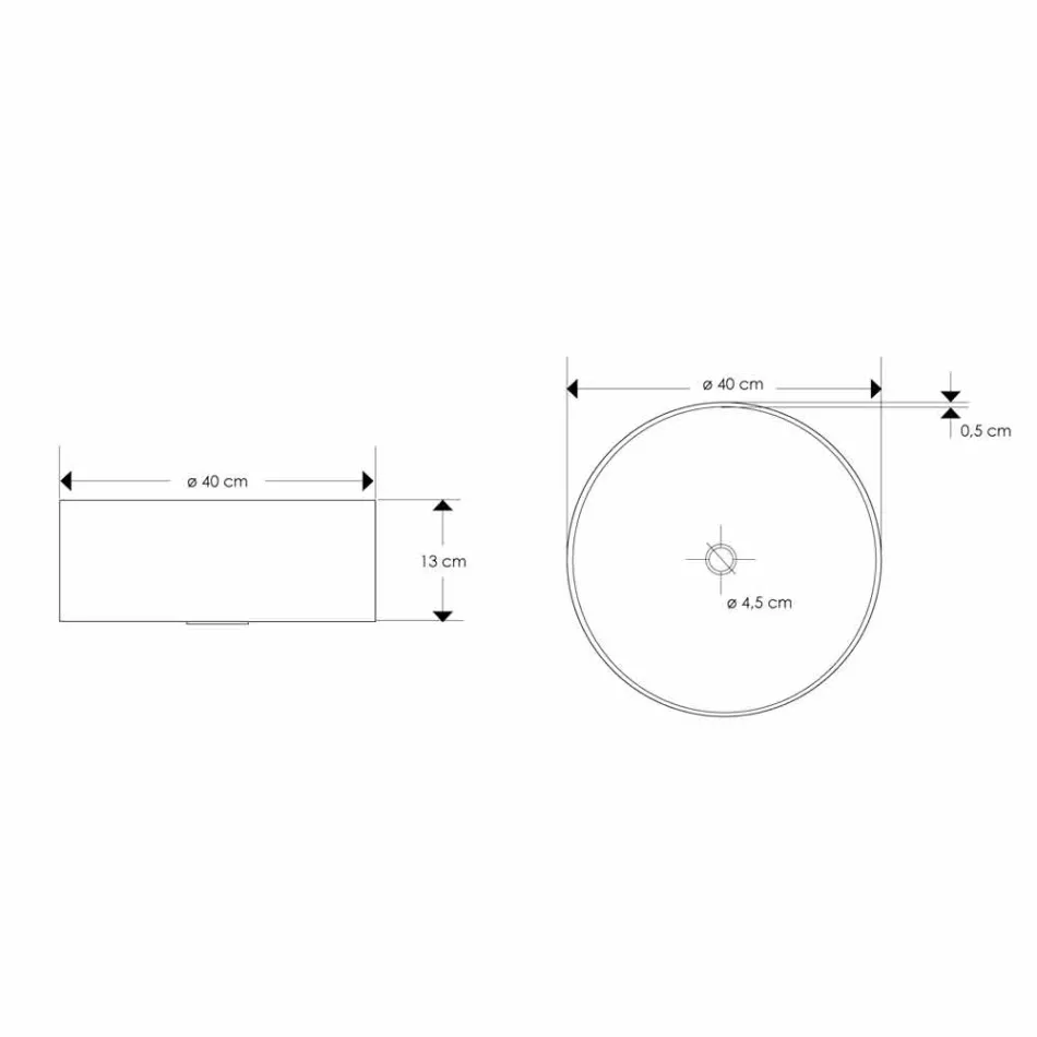 Design de pia de resina branca com dreno central - Moris Viadurini