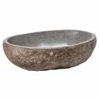Pia de bancada moderna em pedra de rio feita à mão, Buriasco Viadurini