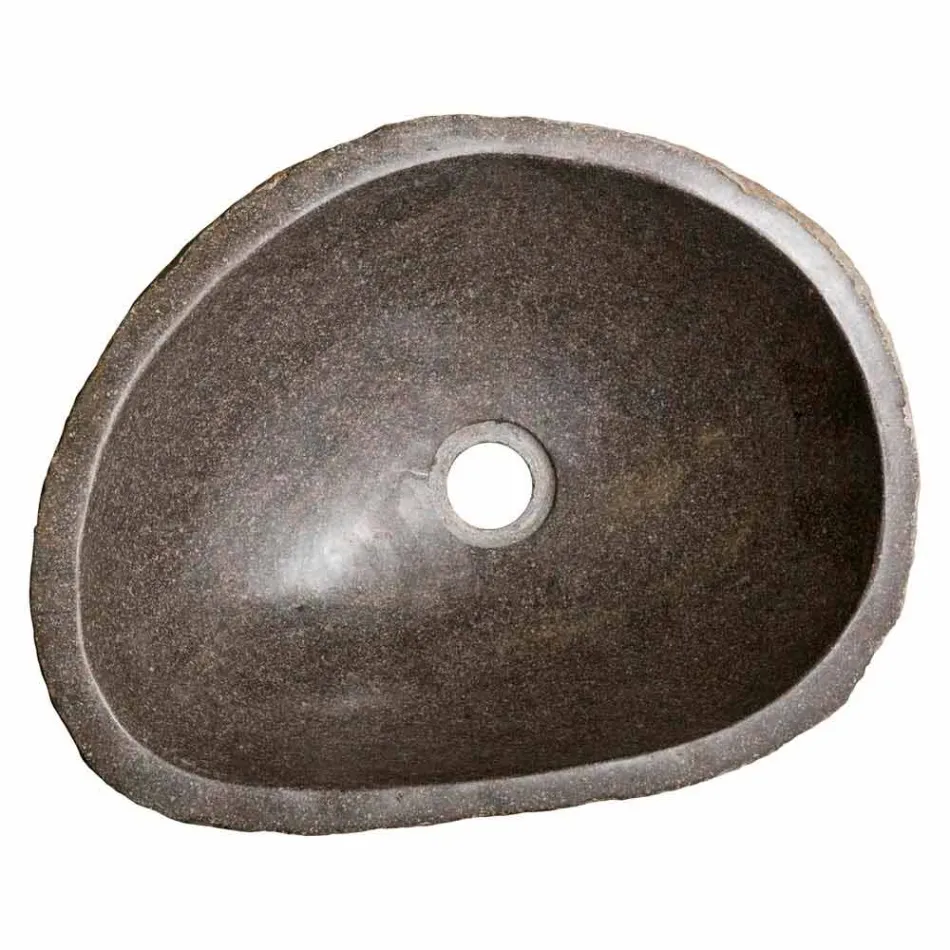 Pia de bancada moderna em pedra de rio feita à mão, Buriasco Viadurini