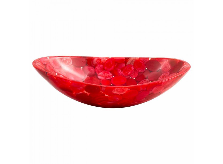 Pia de bancada moderna em resina vermelha artesanal, Buscate Viadurini