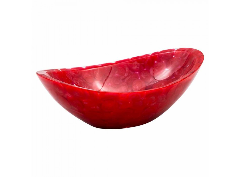 Pia de bancada moderna em resina vermelha artesanal, Buscate Viadurini
