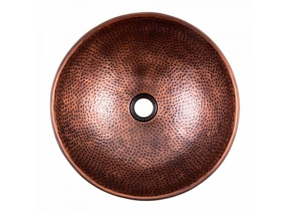 Pia de cobre redonda feita à mão, Palaia Viadurini