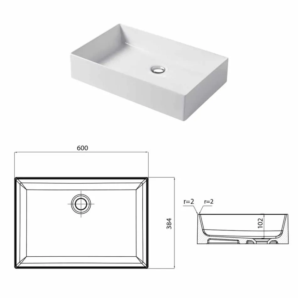 Lavatório de design em cerâmica branca ou colorida Leivi Viadurini