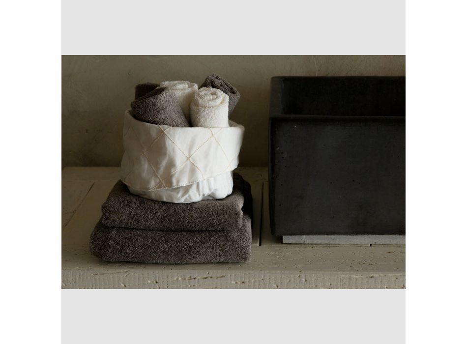 Toalhas de esponja para convidados com borda de mistura de linho 6 peças - pente Viadurini