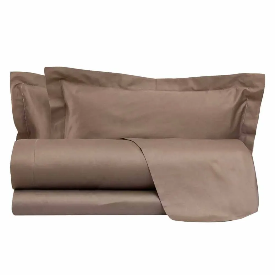 Conjunto de lençóis de algodão acetinado para cama de casal cor sólida - Freesia Viadurini