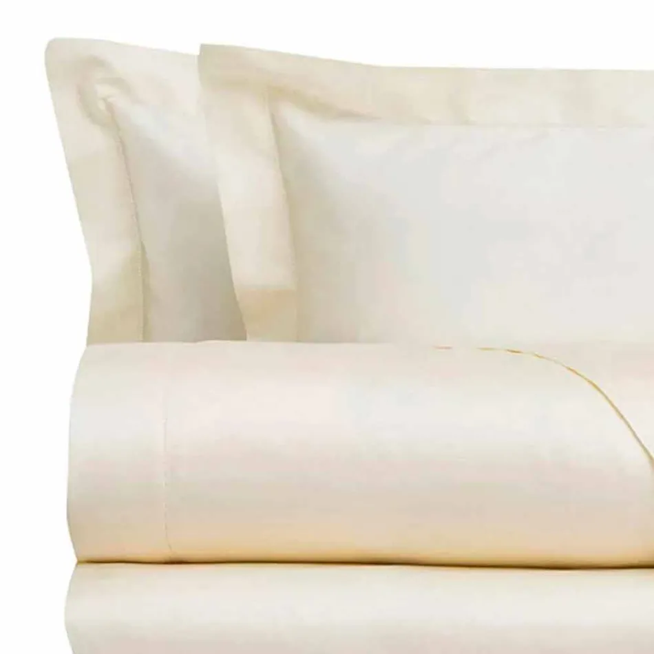 Conjunto de lençóis de algodão acetinado para cama de casal cor sólida - Freesia Viadurini