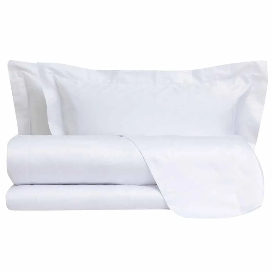 Conjunto de lençóis de algodão acetinado para cama de casal cor sólida - Freesia Viadurini