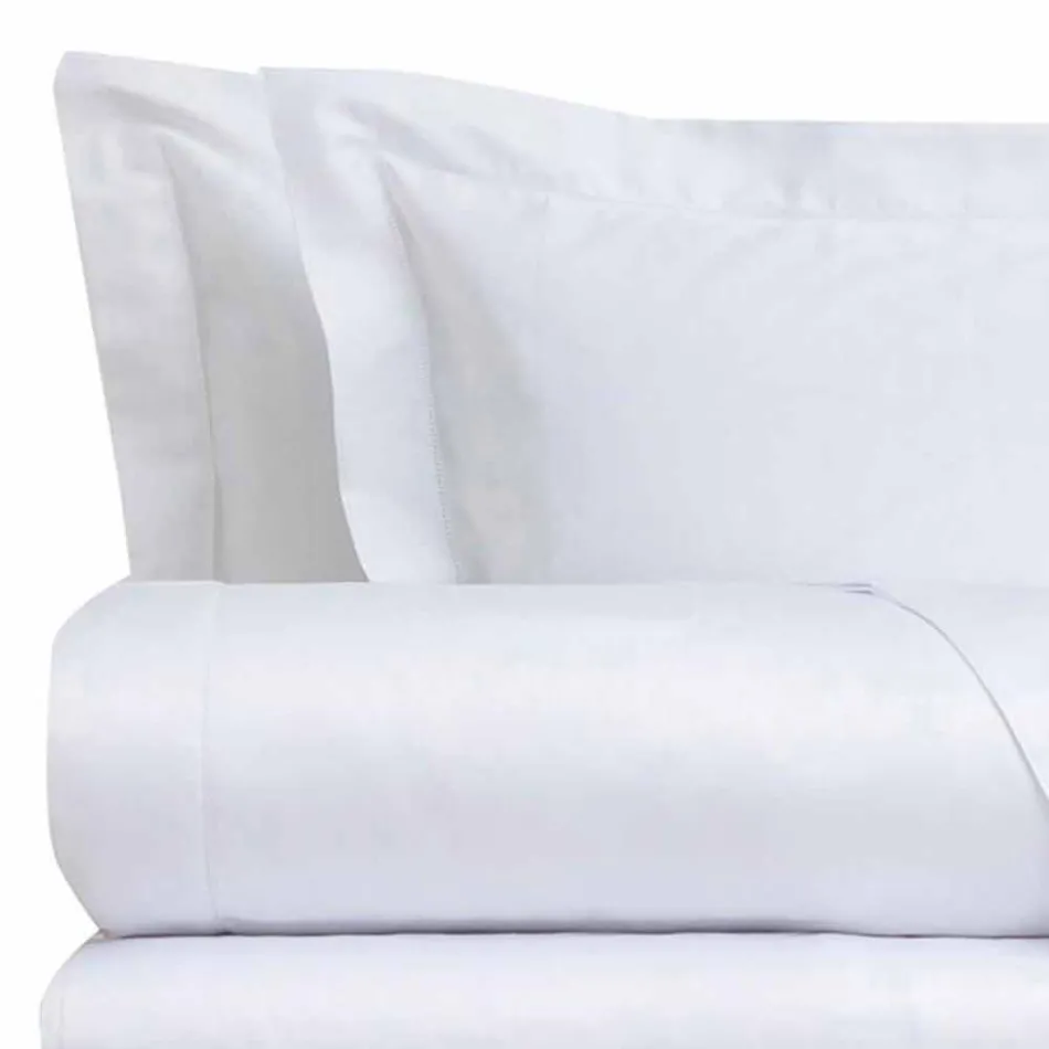 Conjunto de lençóis de algodão acetinado para cama de casal cor sólida - Freesia Viadurini
