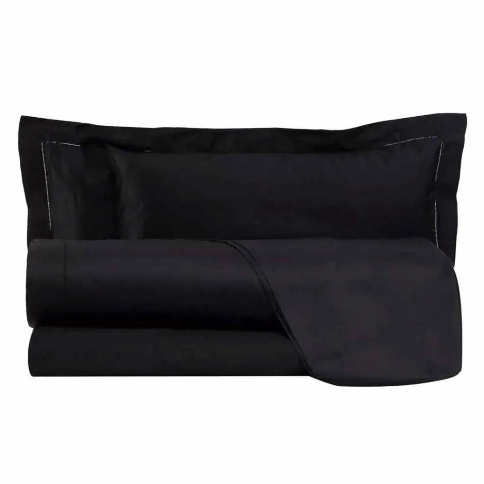 Conjunto de lençóis de algodão acetinado para cama de casal cor sólida - Freesia Viadurini