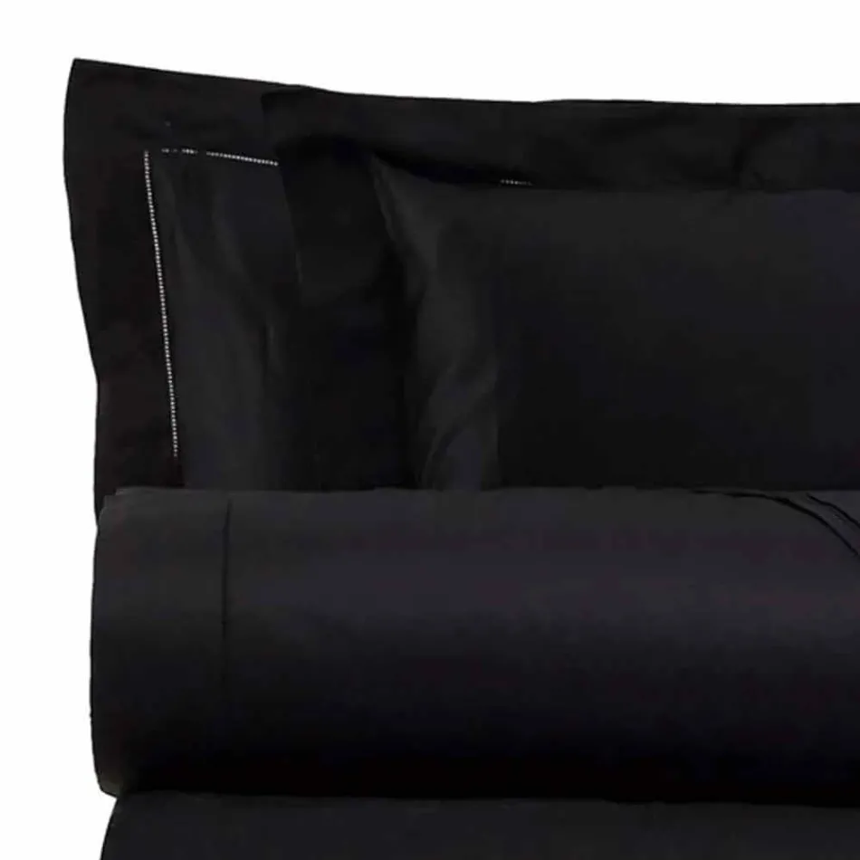 Conjunto de lençóis de algodão acetinado para cama de casal cor sólida - Freesia Viadurini