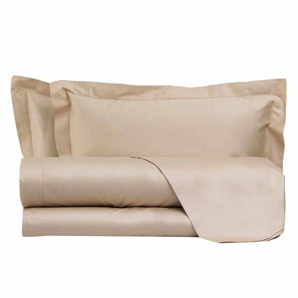 Folhas de cores sólidas completas em algodão acetinado para cama de casal - Hibiscus Viadurini