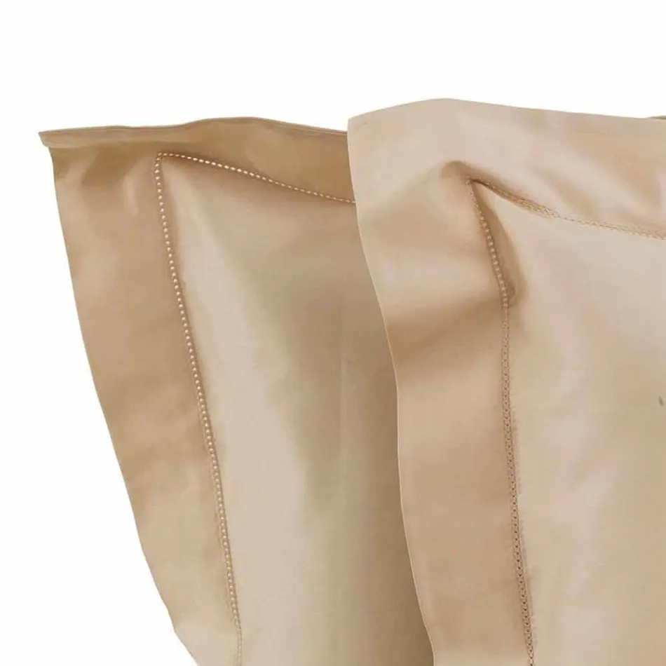 Folhas de cores sólidas completas em algodão acetinado para cama de casal - Hibiscus Viadurini