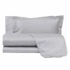 Folhas de cores sólidas completas em algodão acetinado para cama de casal - Hibiscus Viadurini