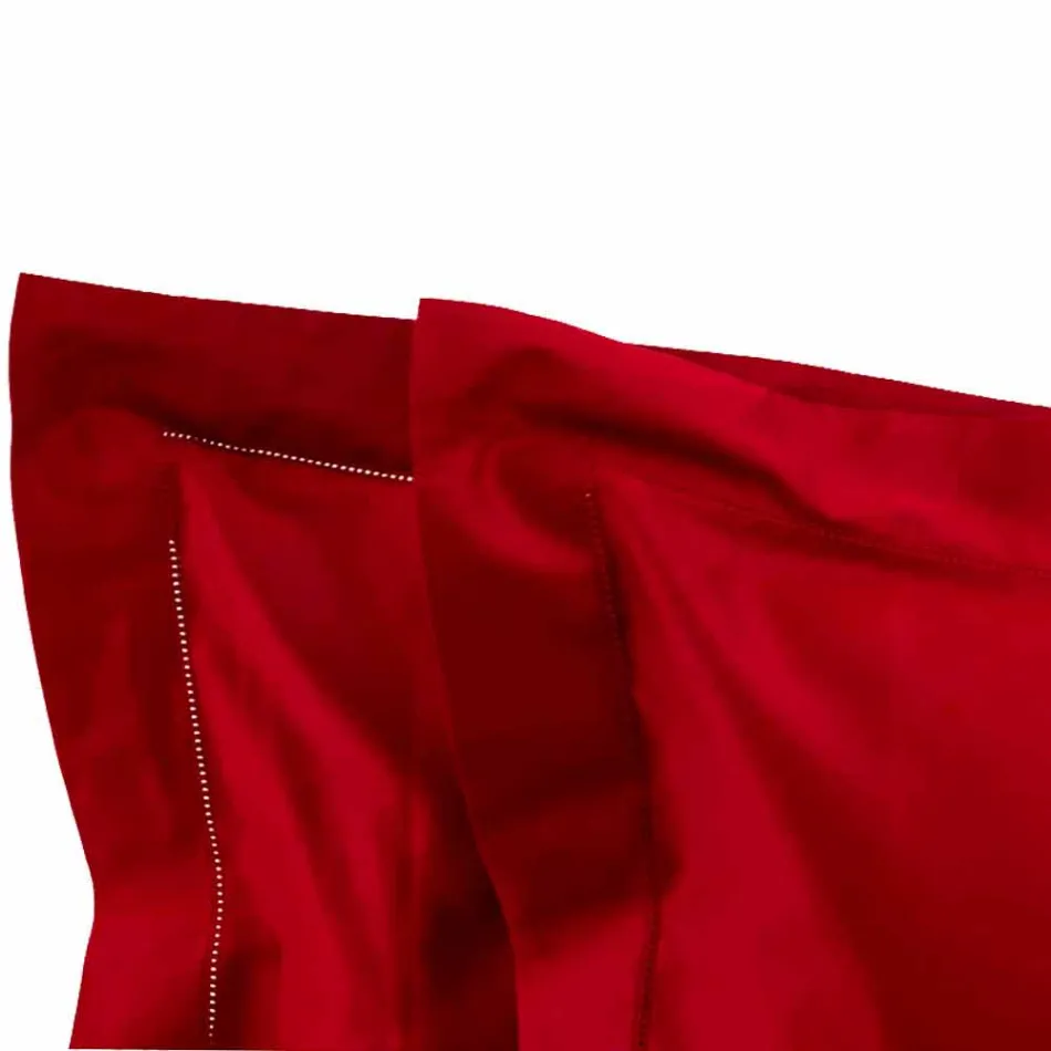 Folhas de cores sólidas completas em algodão acetinado para cama de casal - Hibiscus Viadurini