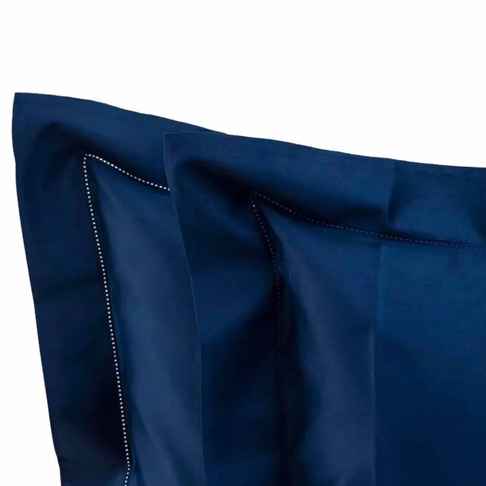 Folhas de cores sólidas completas em algodão acetinado para cama de casal - Hibiscus Viadurini