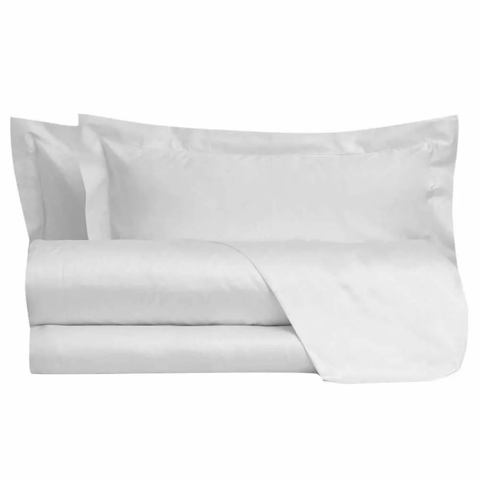 Folhas de cores sólidas completas em algodão acetinado para cama de casal - Hibiscus Viadurini