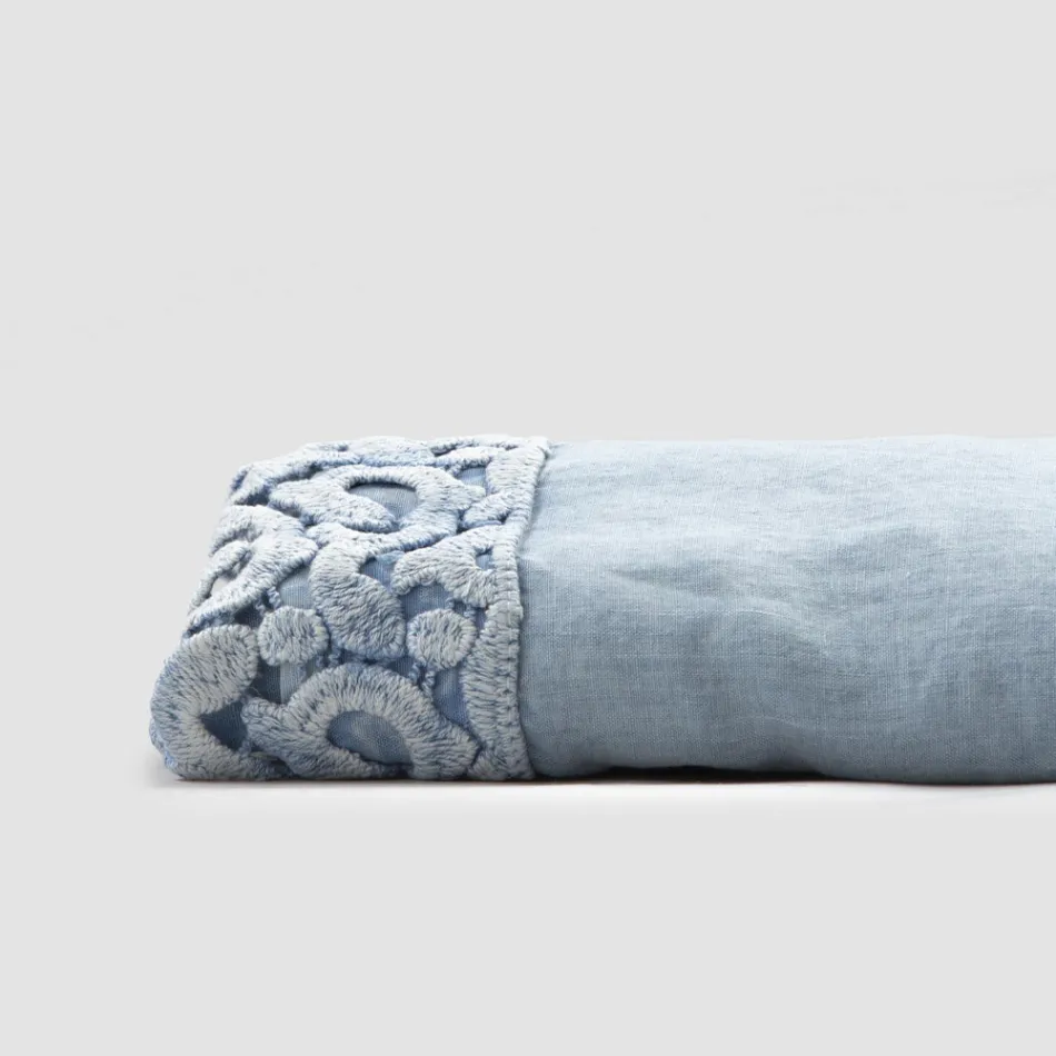 Lençol de Casal em Linho com Renda Poema, 3 Acabamentos - Dulcis Viadurini