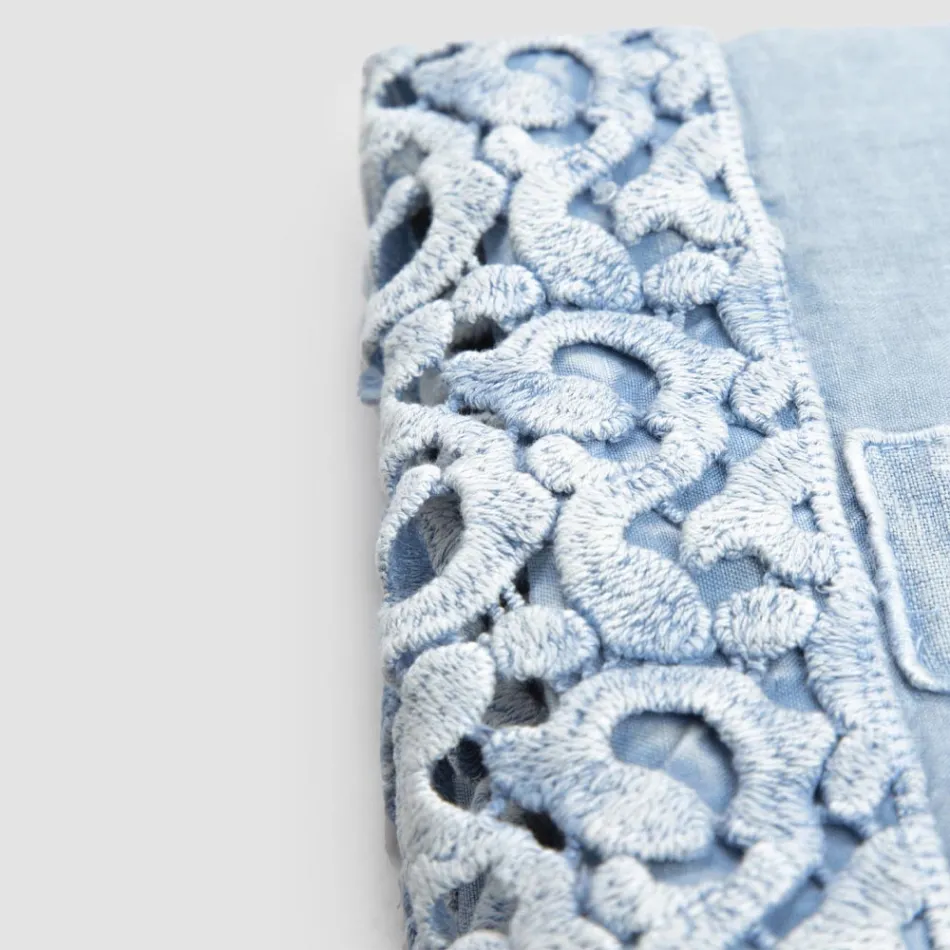 Lençol de Casal em Linho com Renda Poema, 3 Acabamentos - Dulcis Viadurini