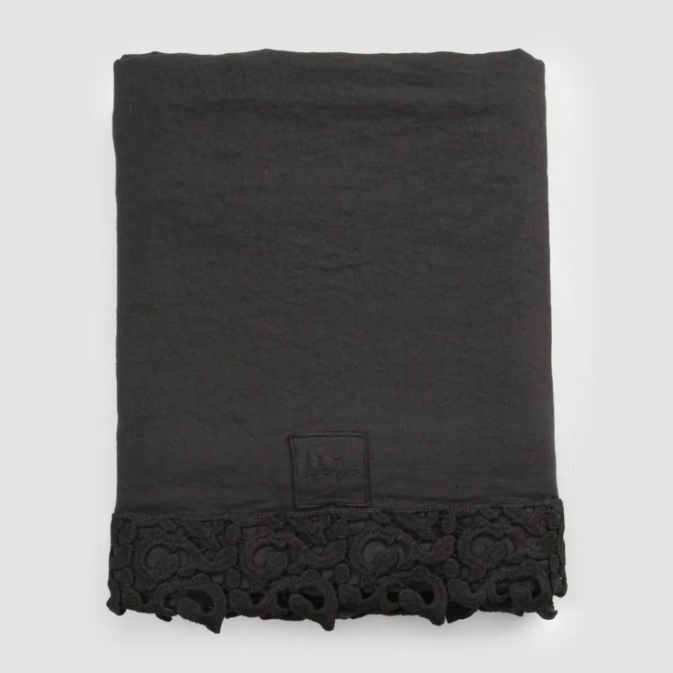 Lençol de Casal em Linho com Renda Poema, 3 Acabamentos - Dulcis Viadurini