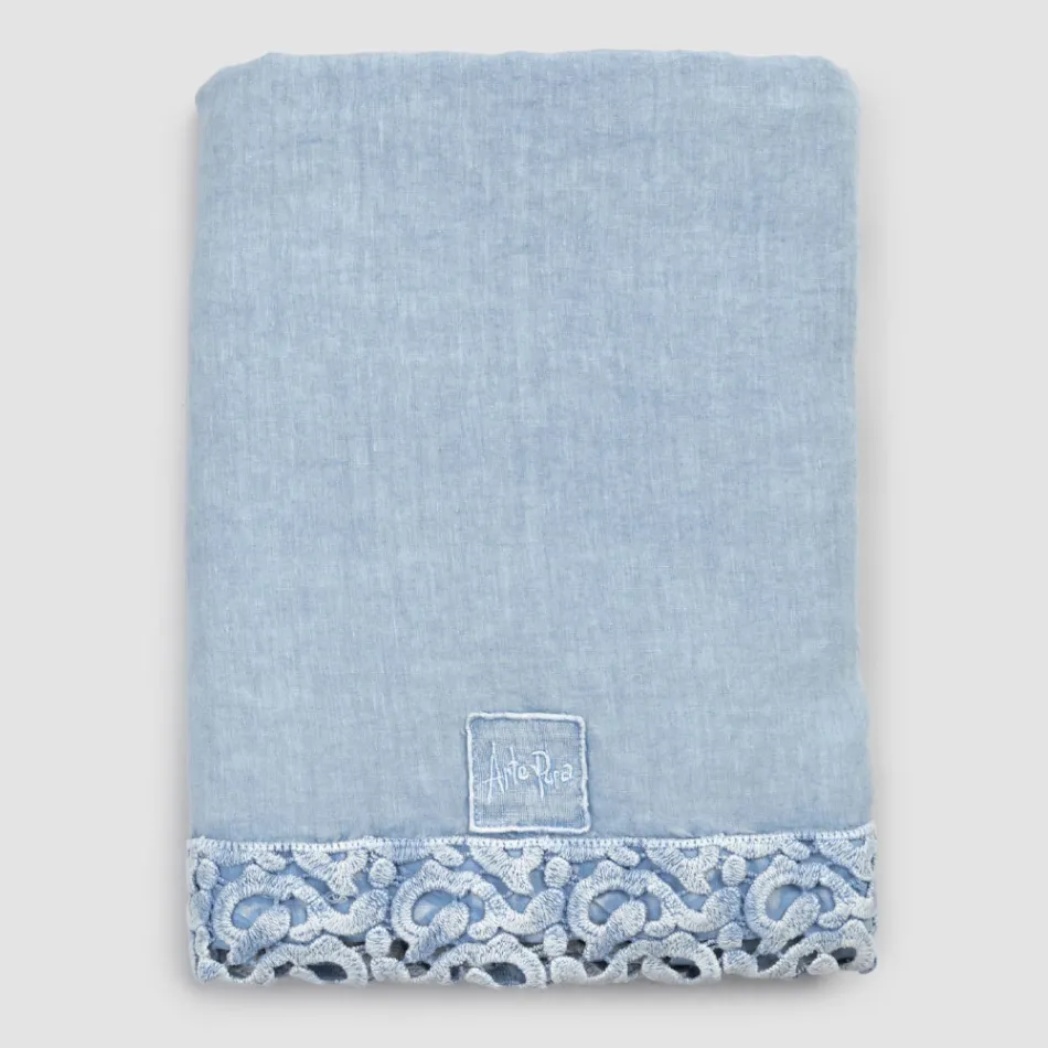 Lençol de Casal em Linho com Renda Poema, 3 Acabamentos - Dulcis Viadurini