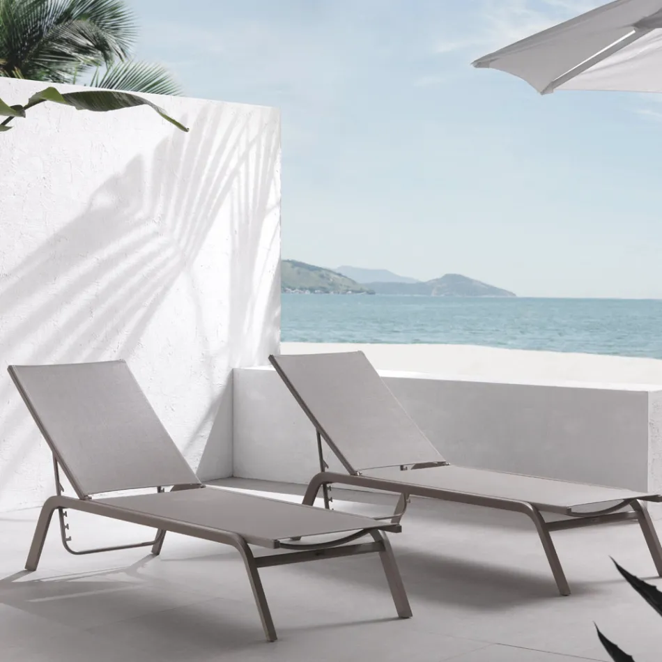 Espreguiçadeiras de Jardim em Alumínio Pintado e Têxtil, 2 Peças - Bunny Viadurini