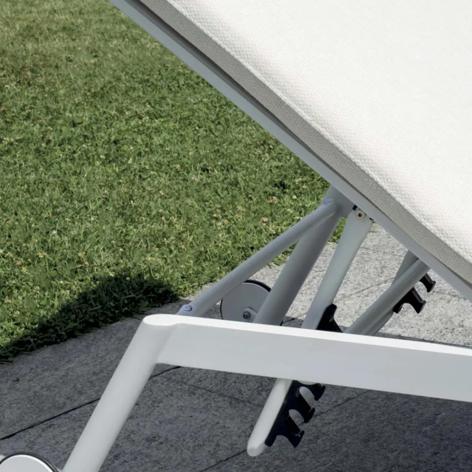 Espreguiçadeira de alumínio para exterior, 205 x 76 cm, com almofada - Tessara Viadurini