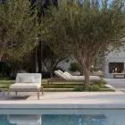 Espreguiçadeira de exterior com estrutura em madeira de teca fabricada em Itália - Briga Viadurini