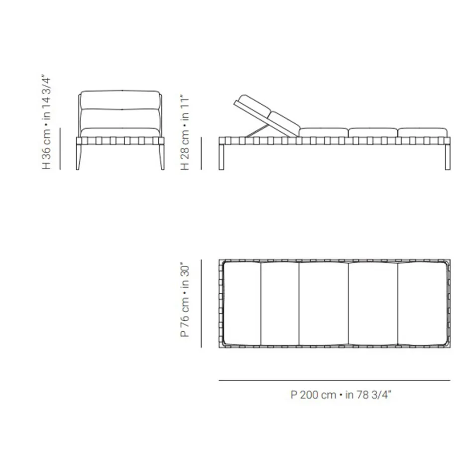 Espreguiçadeira de exterior com estrutura em madeira de teca fabricada em Itália - Briga Viadurini