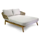 Espreguiçadeira de exterior com estrutura em teca, cordas e almofadas - Tenda Viadurini