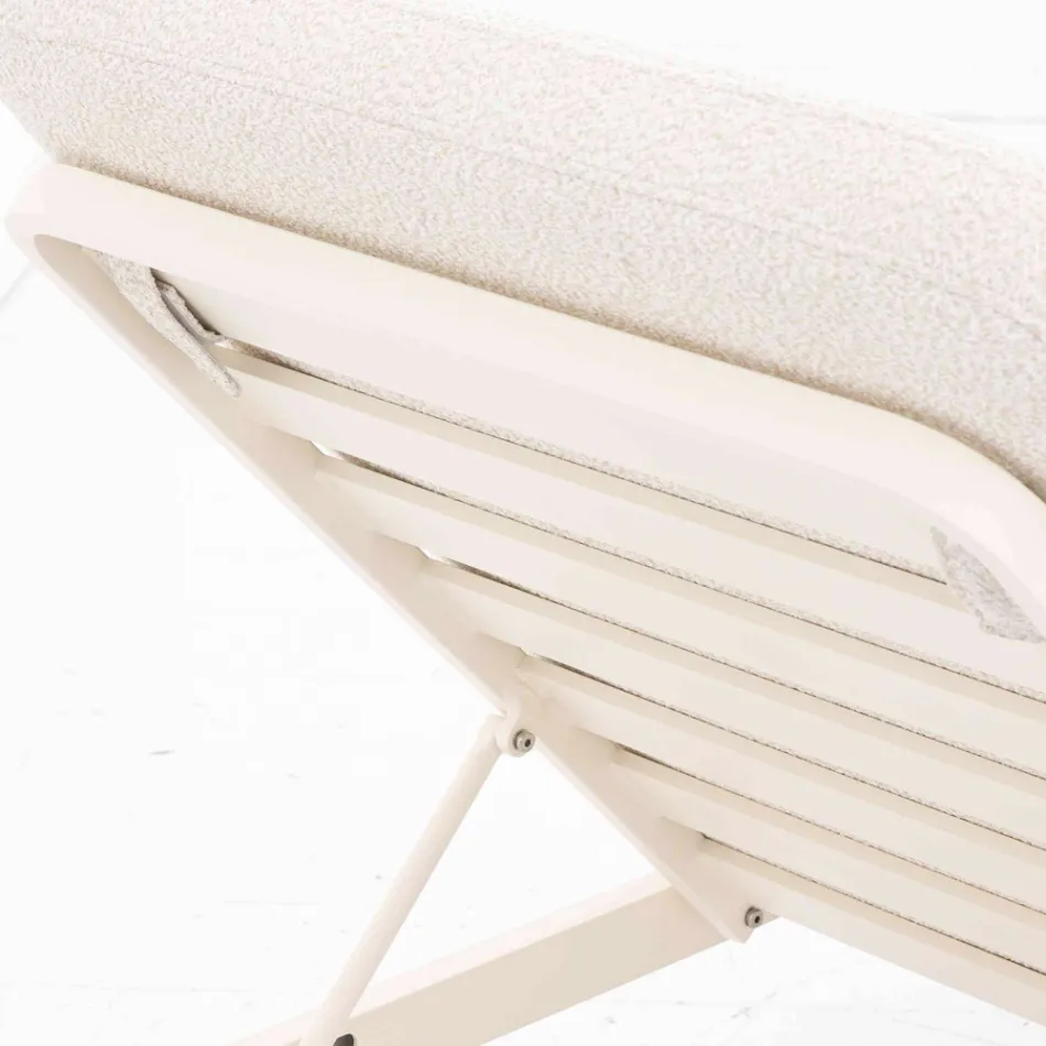 Espreguiçadeira de exterior em alumínio e tecido com rodas - Solaria Viadurini