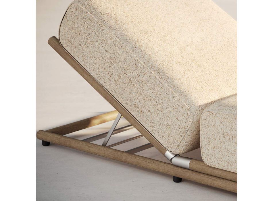 Espreguiçadeira externa em tecido e estrutura de madeira fabricada na Itália - Armelia Viadurini