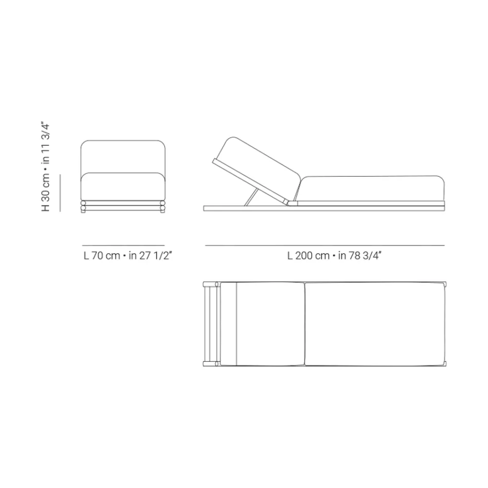 Espreguiçadeira externa em tecido e estrutura de madeira fabricada na Itália - Armelia Viadurini