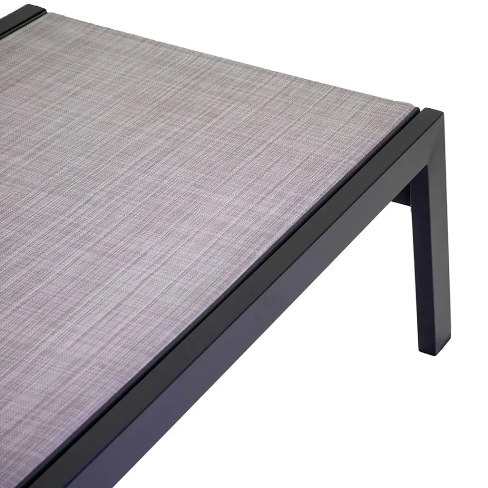 Espreguiçadeira de exterior em alumínio e textilene com 2 rodas - Fato Viadurini