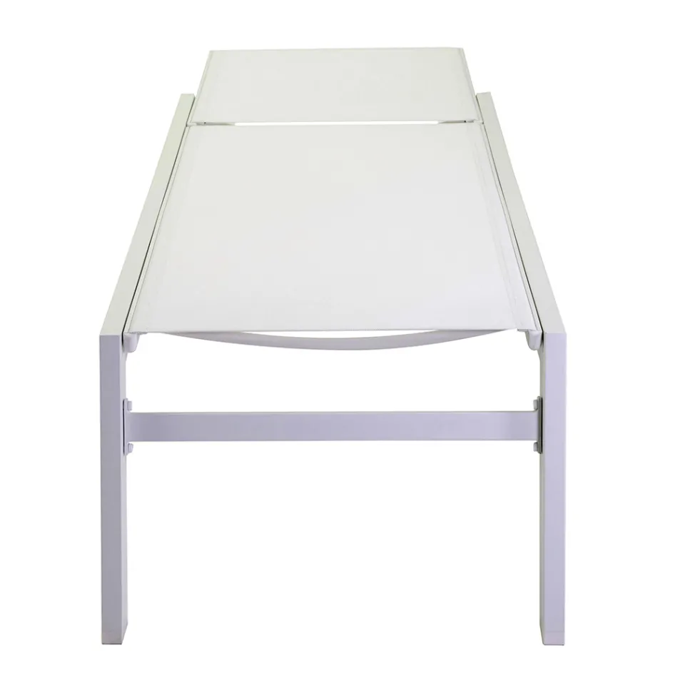 Espreguiçadeira de exterior em alumínio e textilene com 2 rodas - Fato Viadurini