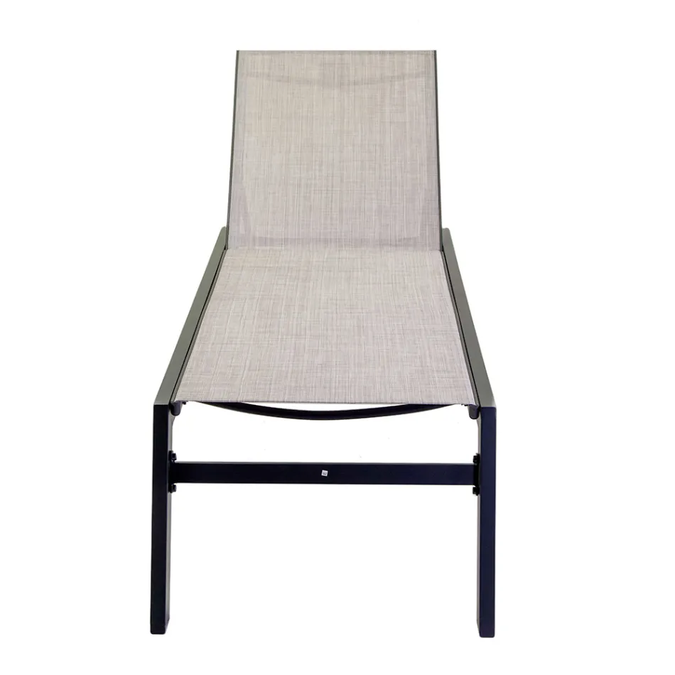 Espreguiçadeira de exterior em alumínio e textilene com 2 rodas - Fato Viadurini