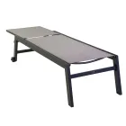 Espreguiçadeira de exterior em alumínio e textilene com 2 rodas - Fato Viadurini