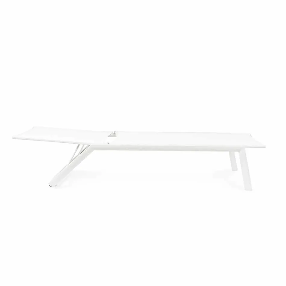 Espreguiçadeira ao ar livre reclinável com rodas de alumínio e textileno - Jewel Viadurini