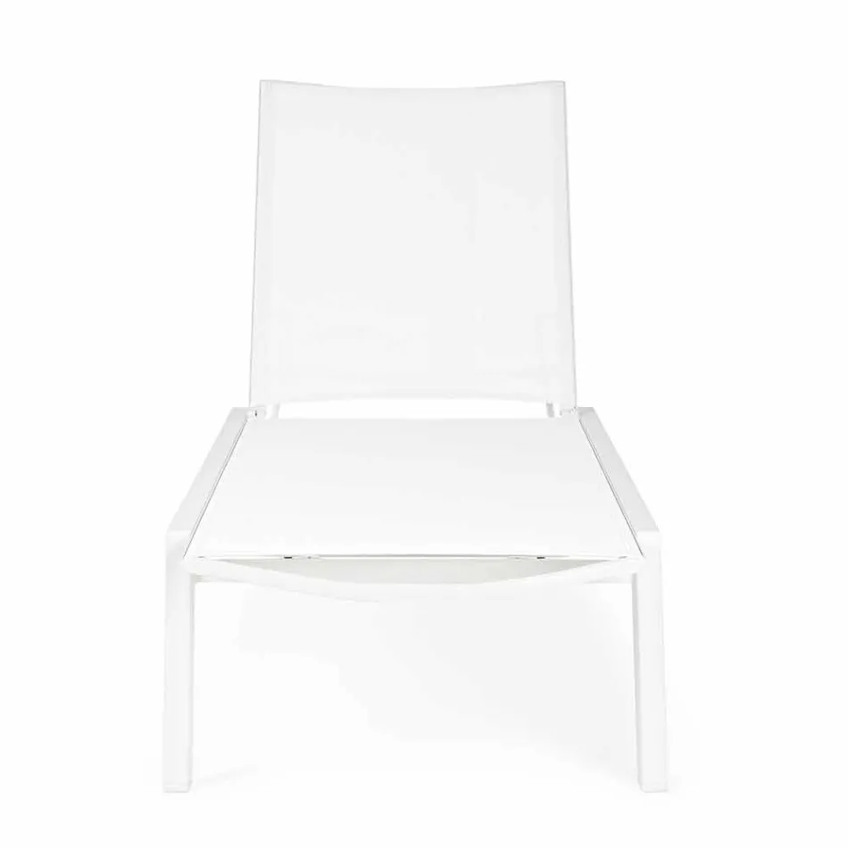 Espreguiçadeira ao ar livre reclinável com rodas de alumínio e textileno - Jewel Viadurini